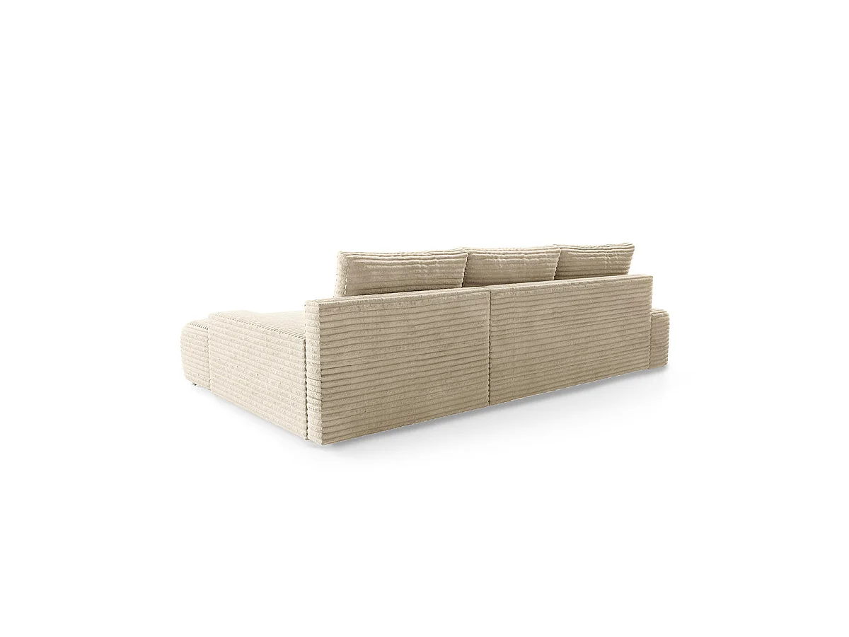 Canapé d'angle droit convertible 3 places avec coffre en tissu blanc IVANA