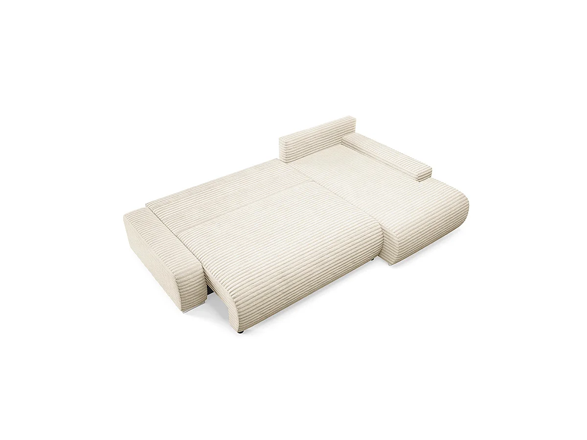 Canapé d'angle droit convertible 3 places avec coffre en tissu blanc IVANA