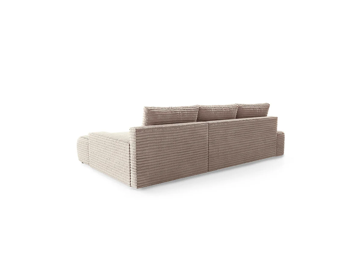 Canapé d'angle droit convertible 3 places avec coffre en tissu taupe IVANA