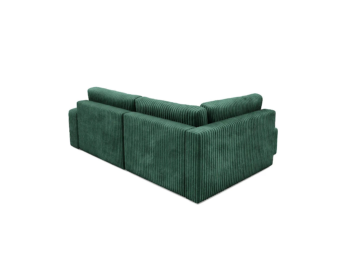 Canapé d'angle gauche convertible 4 places avec coffre en tissu vert sapin ANGEL