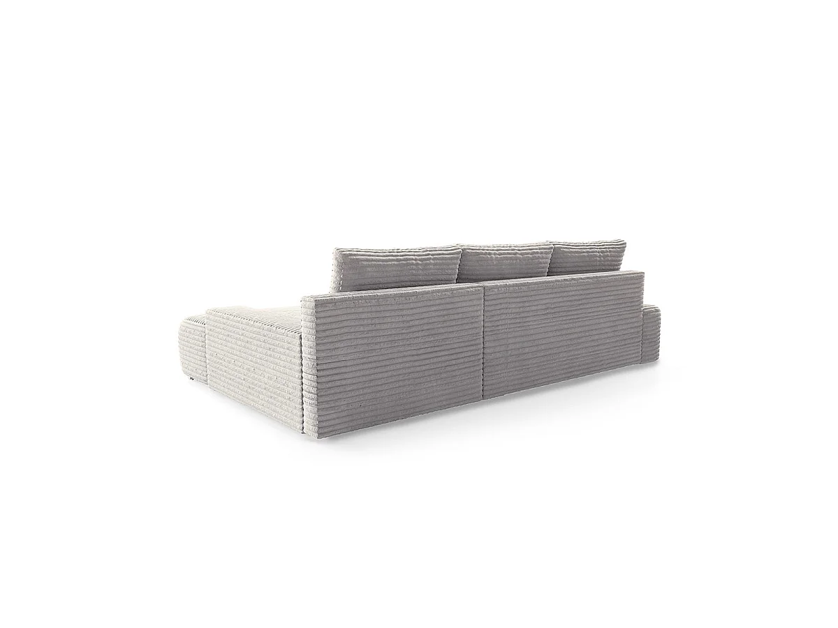 Canapé d'angle droit convertible 3 places avec coffre en tissu gris clair IVANA