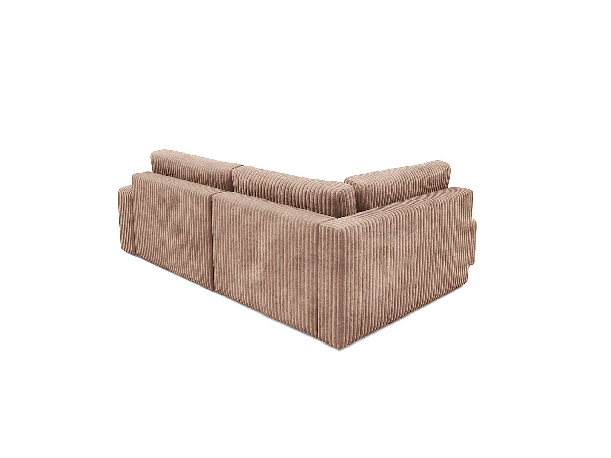 Canapé d'angle gauche convertible 4 places avec coffre en tissu marron ANGEL