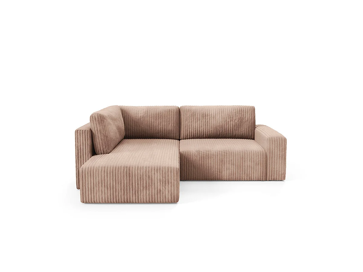 Canapé d'angle gauche convertible 4 places avec coffre en tissu marron ANGEL