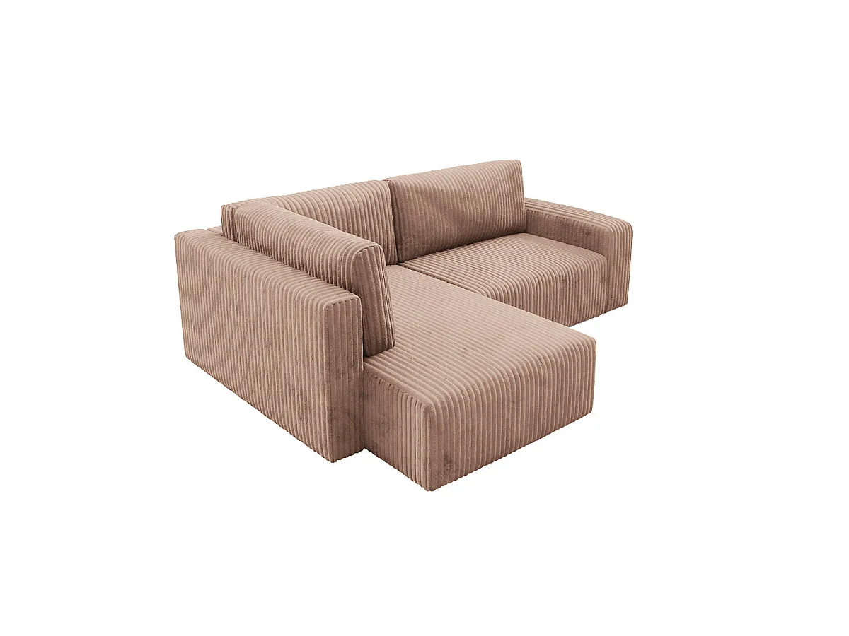 Canapé d'angle gauche convertible 4 places avec coffre en tissu marron ANGEL