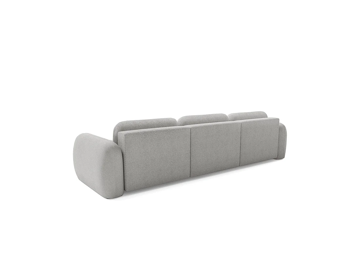 Canapé convertible 4 places avec coffre en tissu gris clair LIVIO