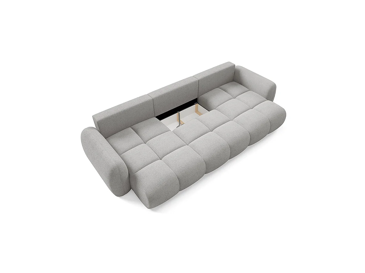 Canapé convertible 4 places avec coffre en tissu gris clair LIVIO
