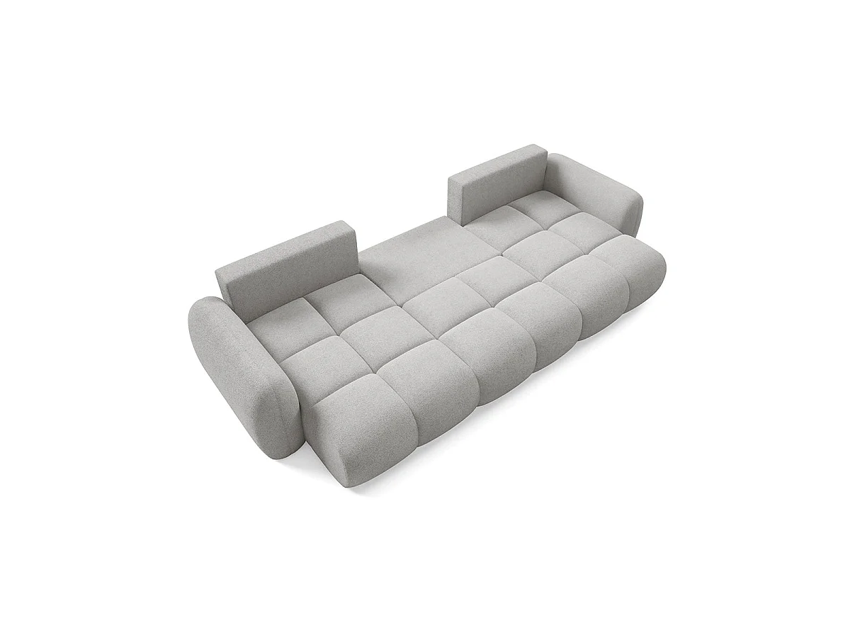 Canapé convertible 4 places avec coffre en tissu gris clair LIVIO