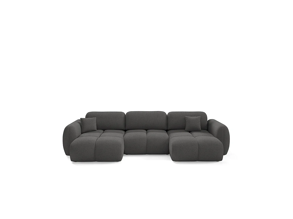 Canapé convertible 4 places avec coffre en tissu gris foncé LIVIO