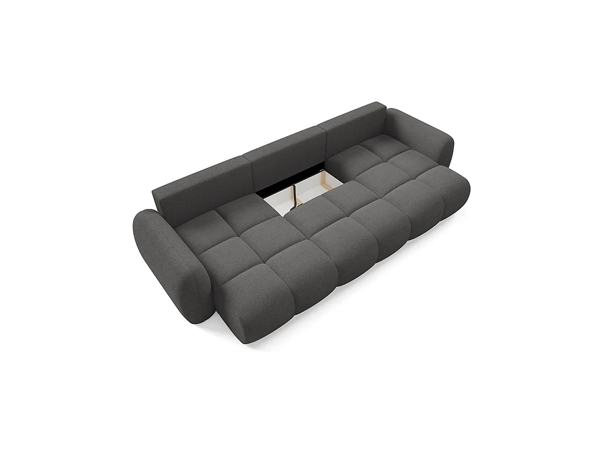 Canapé convertible 4 places avec coffre en tissu gris foncé LIVIO