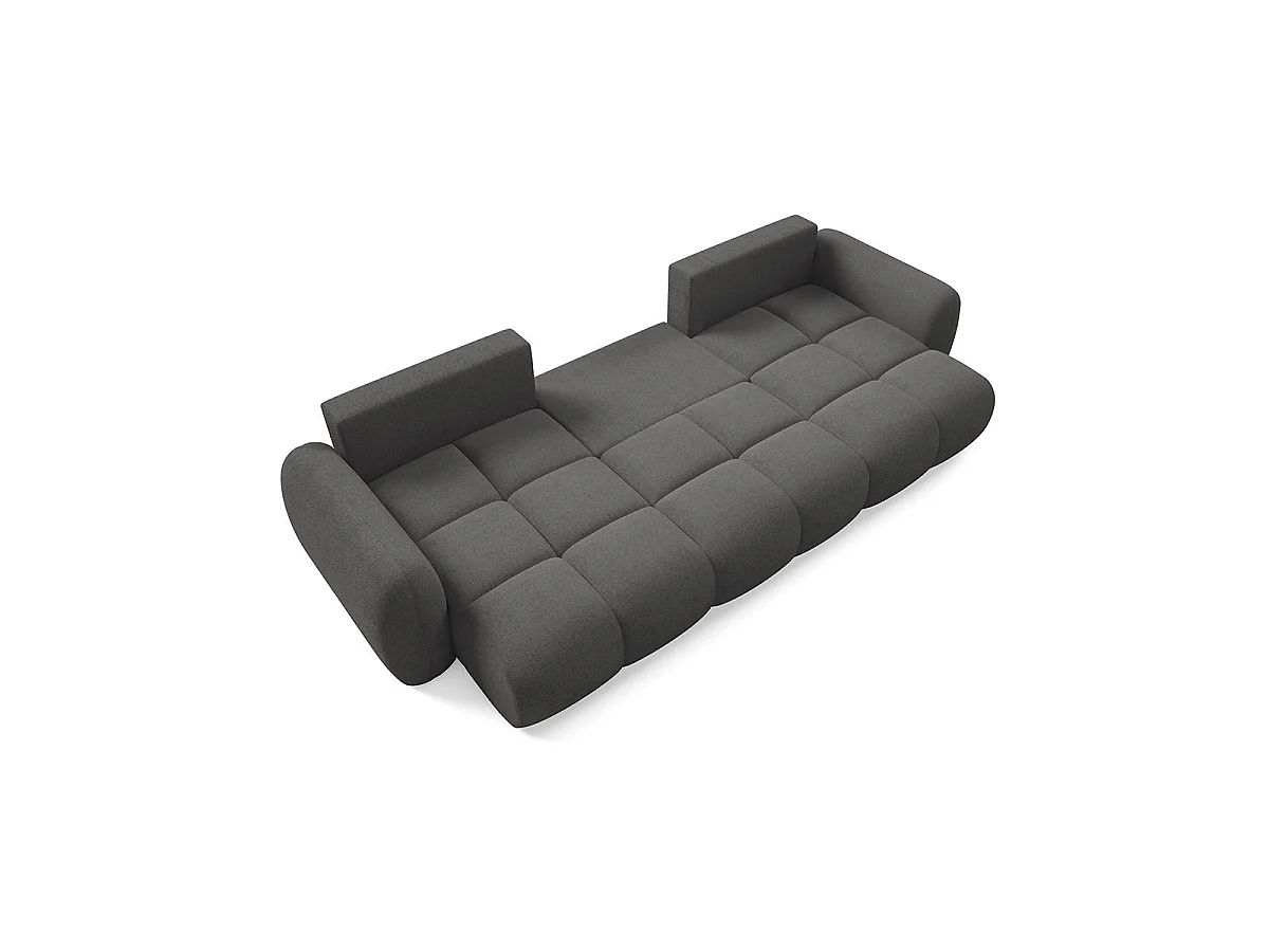 Canapé convertible 4 places avec coffre en tissu gris foncé LIVIO