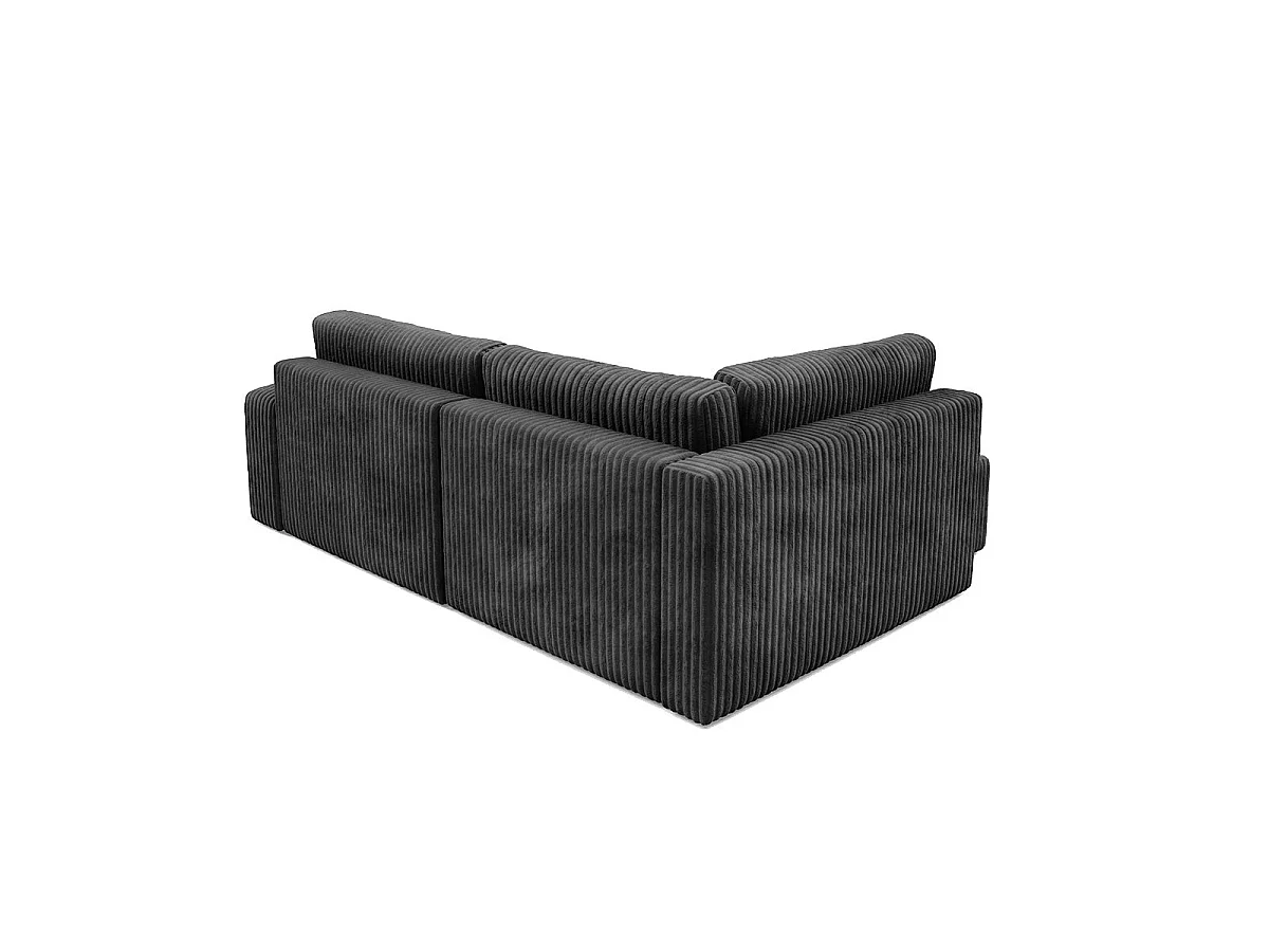 Canapé d'angle gauche convertible 4 places avec coffre en tissu noir ANGEL