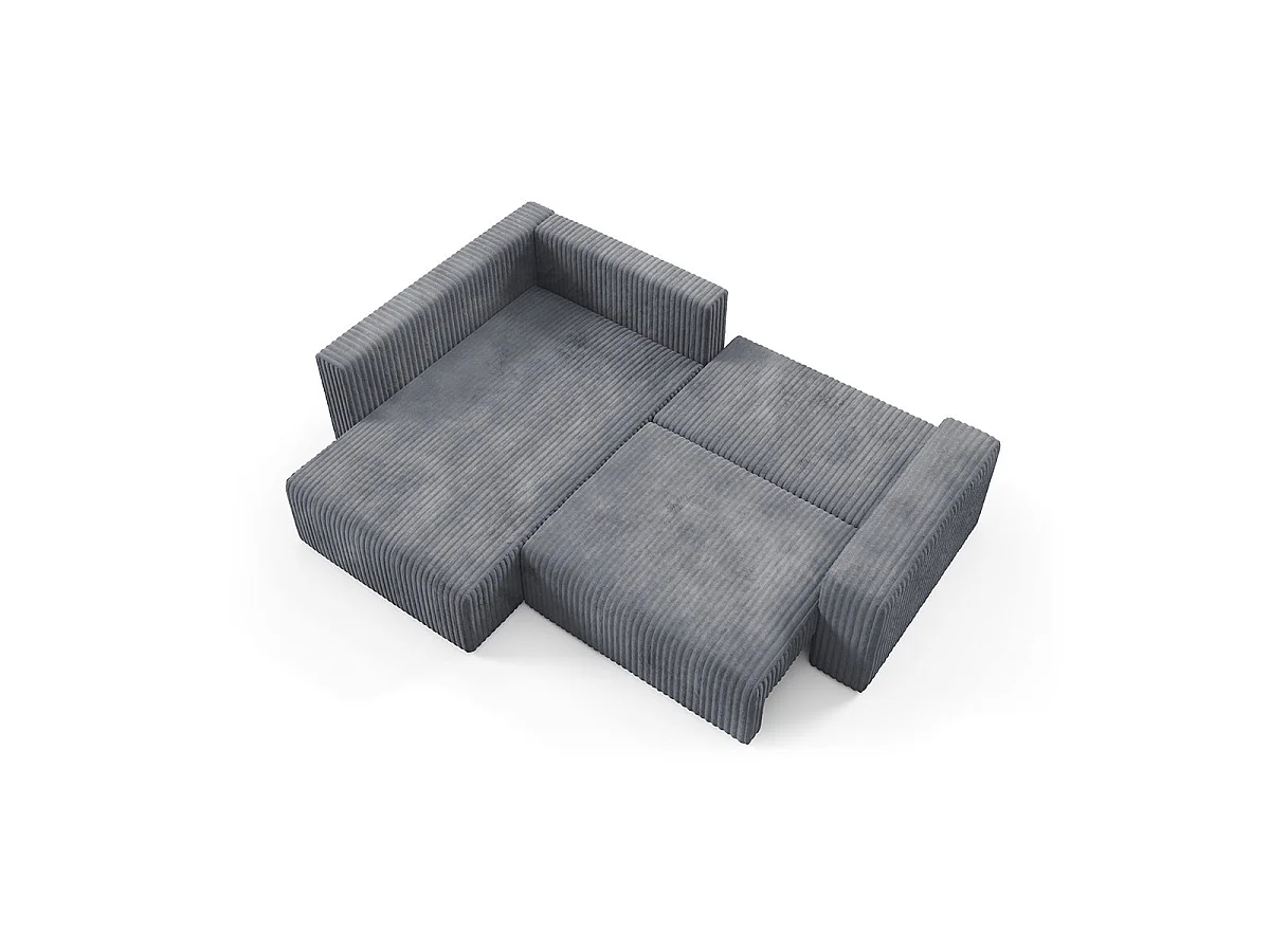 Canapé d'angle gauche convertible 4 places avec coffre en tissu gris foncé ANGEL