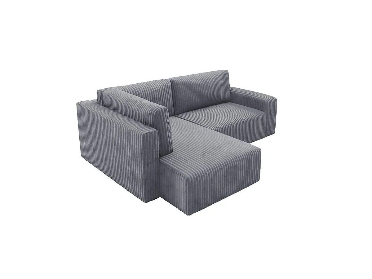 Canapé d'angle gauche convertible 4 places avec coffre en tissu gris foncé ANGEL