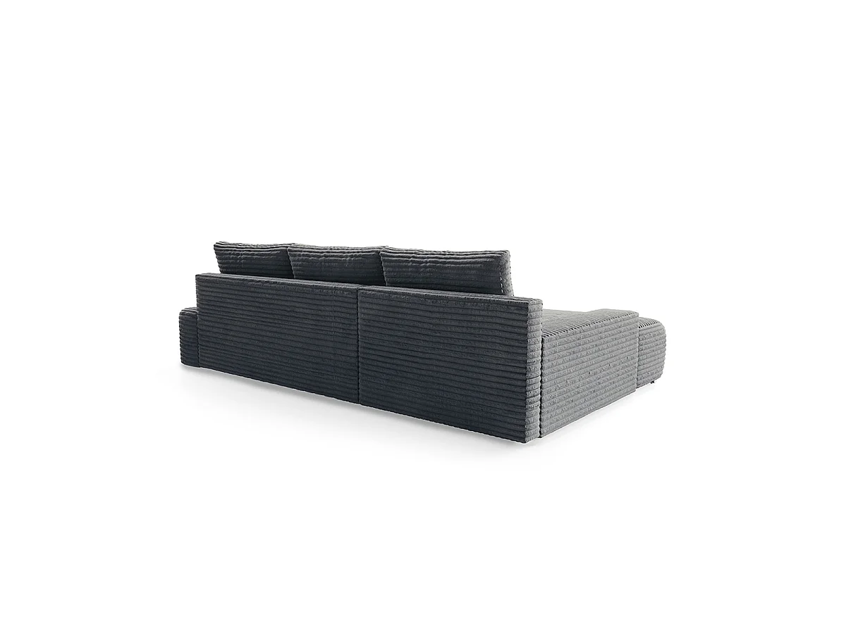Canapé d'angle gauche convertible 3 places avec coffre Ivana Gris foncé