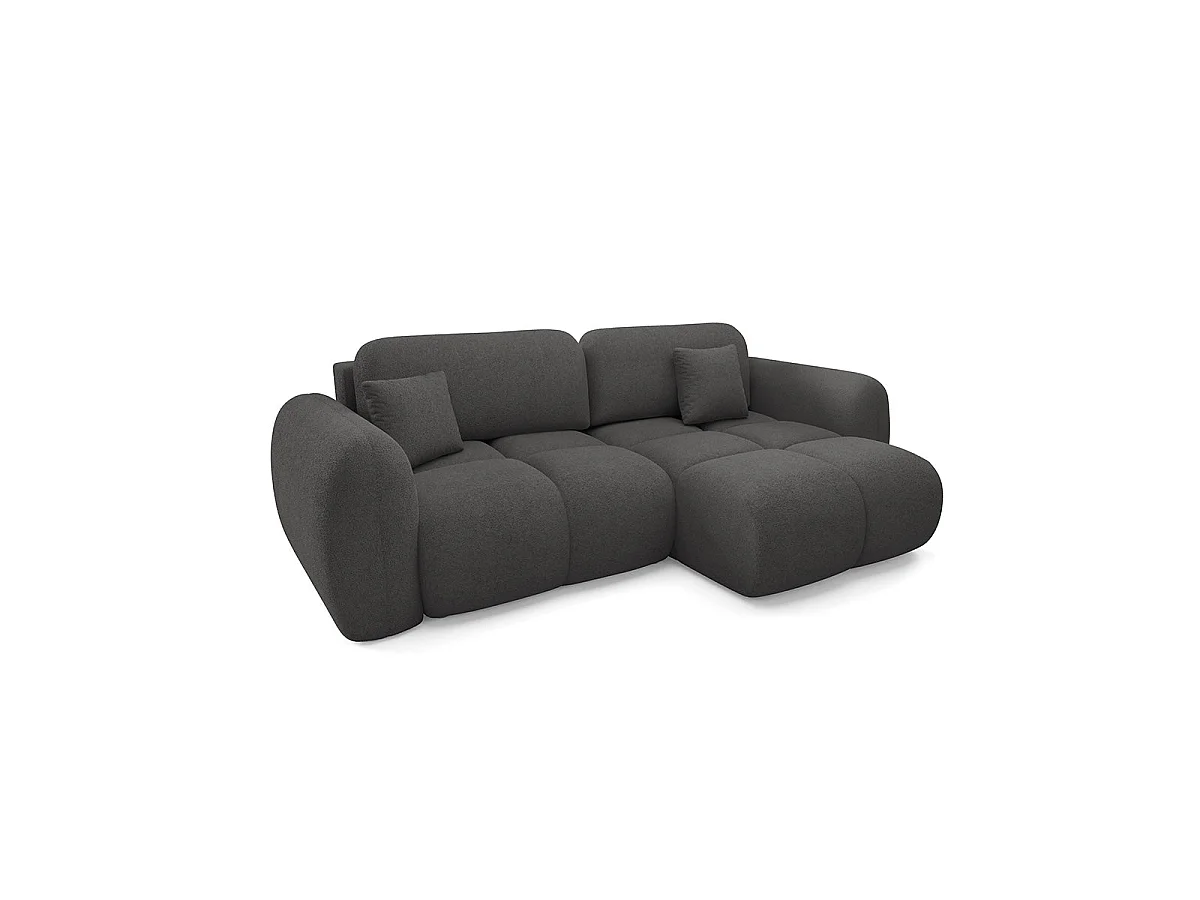 Canapé d'angle convertible 3 places réversible avec coffre en tissu gris foncé LIVIO