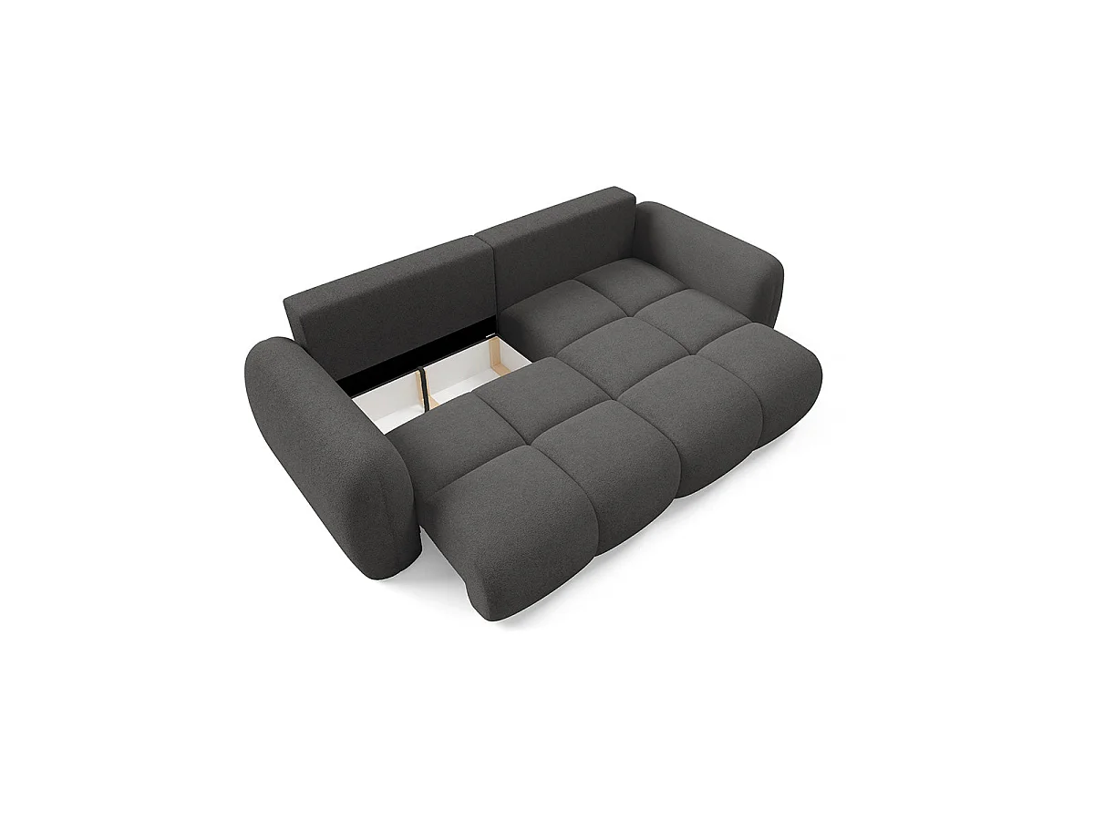 Canapé d'angle convertible 3 places réversible avec coffre en tissu gris foncé LIVIO
