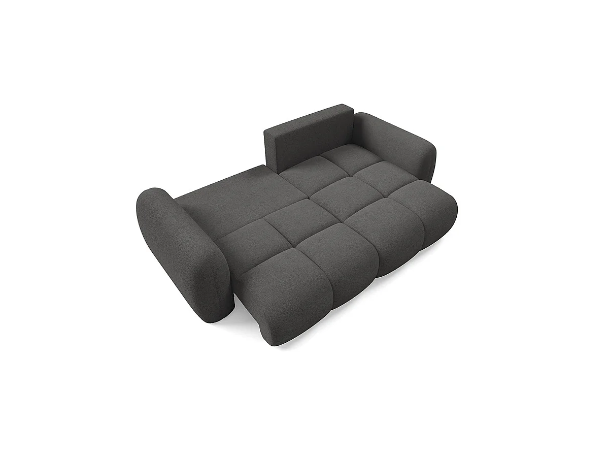 Canapé d'angle convertible 3 places réversible avec coffre en tissu gris foncé LIVIO