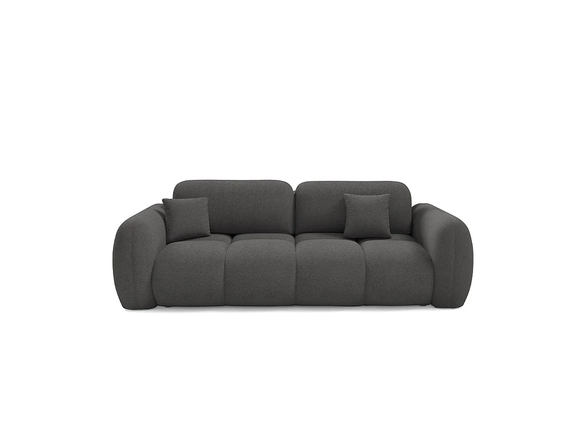 Canapé convertible 3 places avec coffre en tissu gris foncé LIVIO