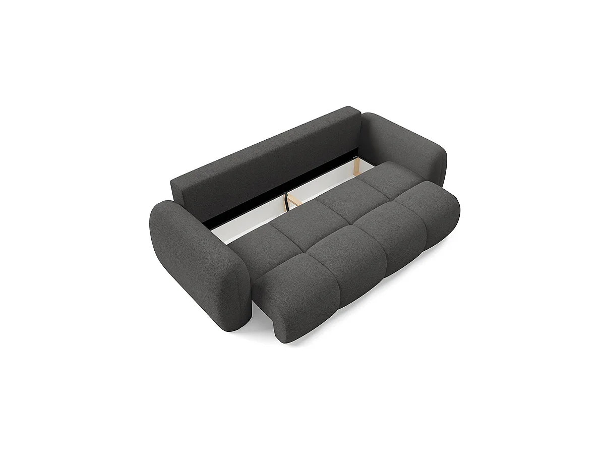 Canapé convertible 3 places avec coffre en tissu gris foncé LIVIO