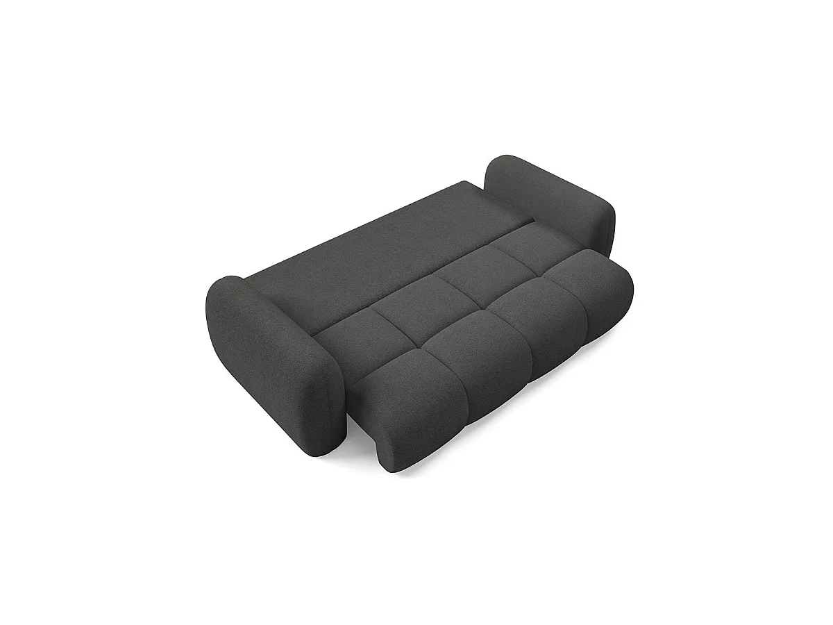 Canapé convertible 3 places avec coffre en tissu gris foncé LIVIO