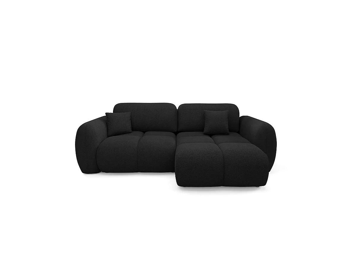 Canapé d'angle convertible 3 places réversible avec coffre en tissu noir LIVIO