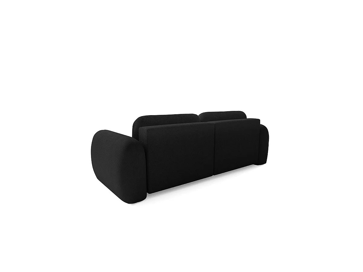 Canapé d'angle convertible 3 places réversible avec coffre en tissu noir LIVIO