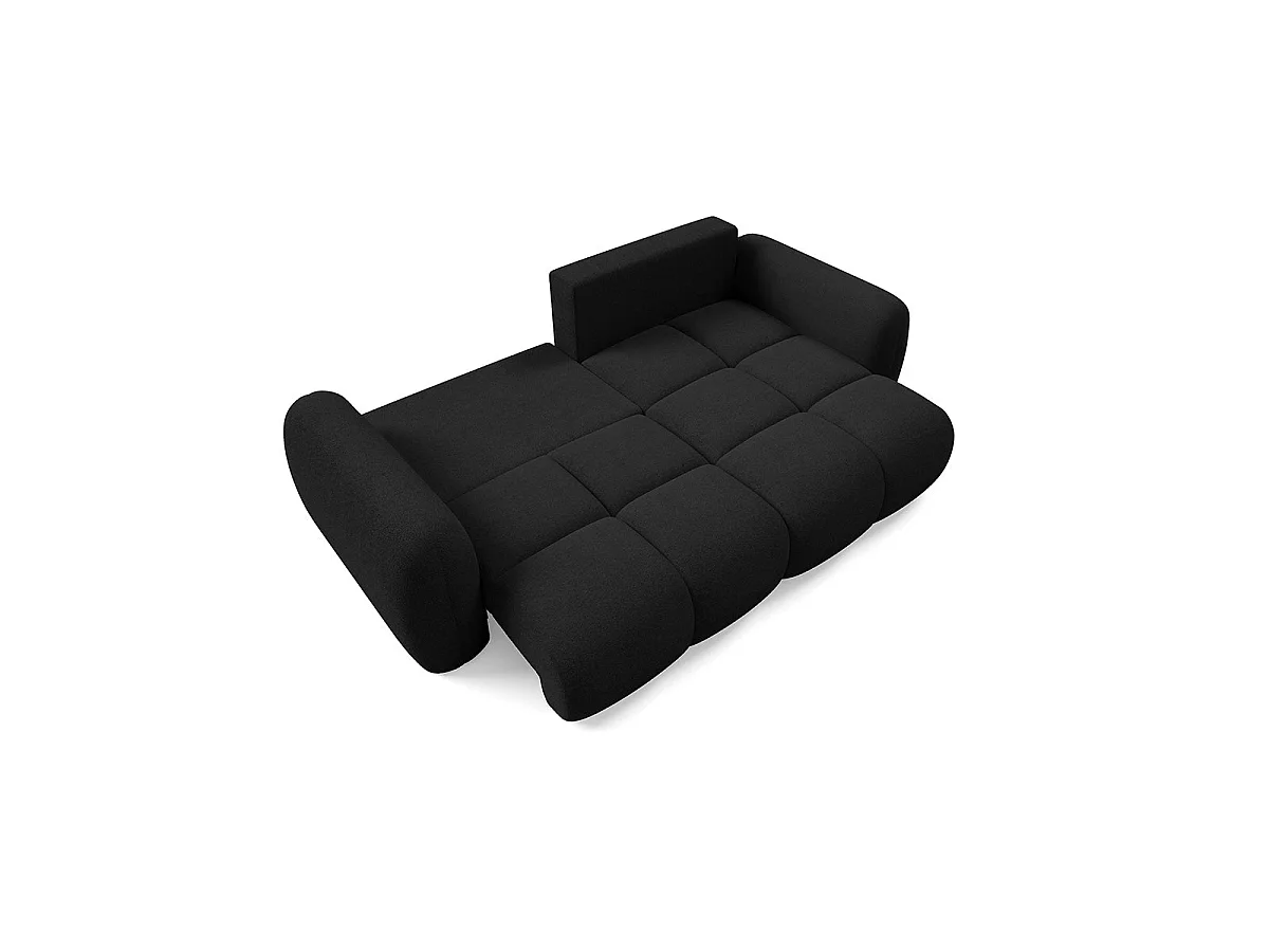 Canapé d'angle convertible 3 places réversible avec coffre en tissu noir LIVIO