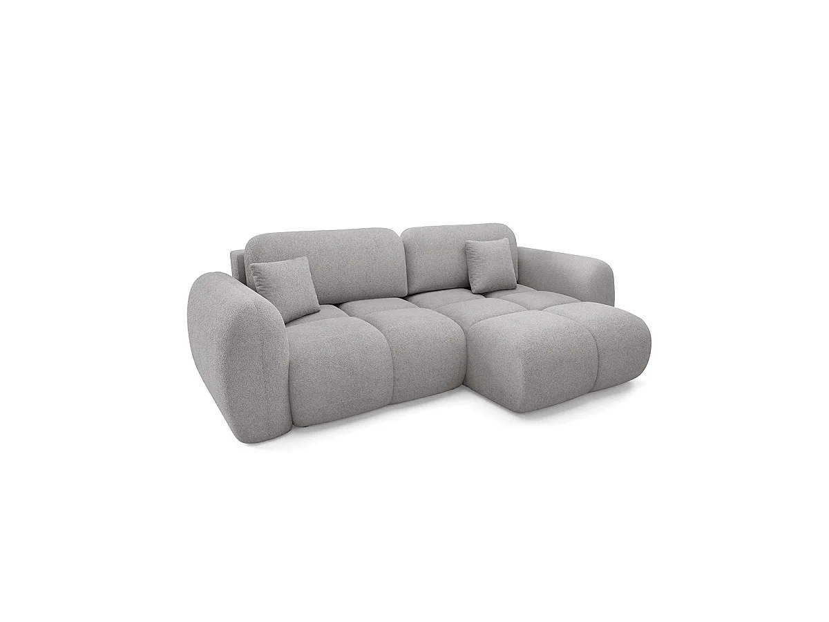 Canapé d'angle réversible convertible 3 places avec coffre Livio Gris clair