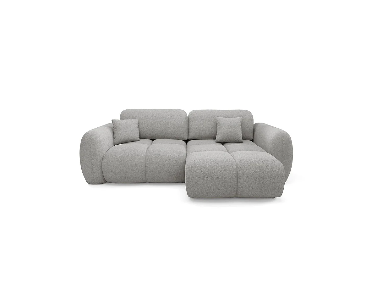 Canapé d'angle convertible 3 places réversible avec coffre en tissu gris clair LIVIO