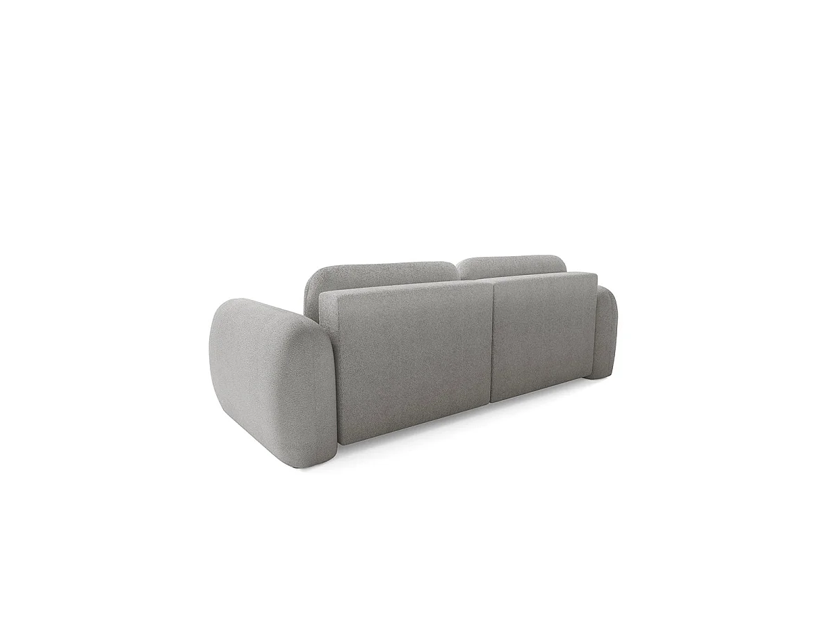 Canapé d'angle convertible 3 places réversible avec coffre en tissu gris clair LIVIO