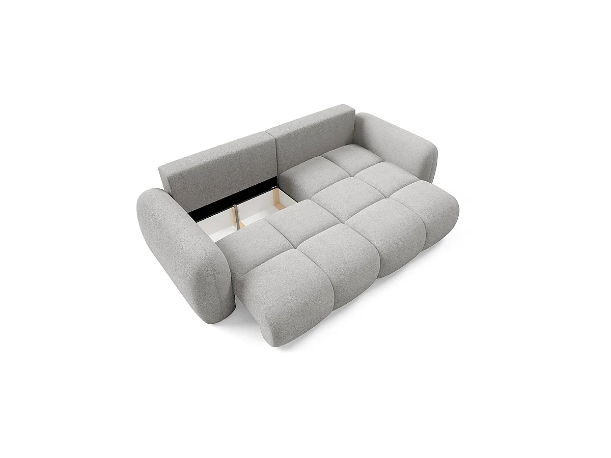 Canapé d'angle convertible 3 places réversible avec coffre en tissu gris clair LIVIO