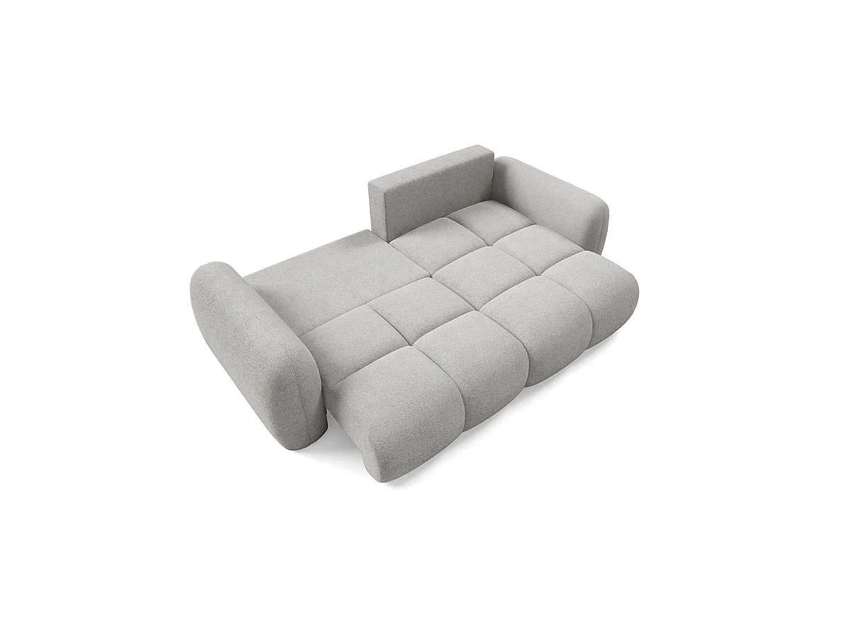 Canapé d'angle convertible 3 places réversible avec coffre en tissu gris clair LIVIO