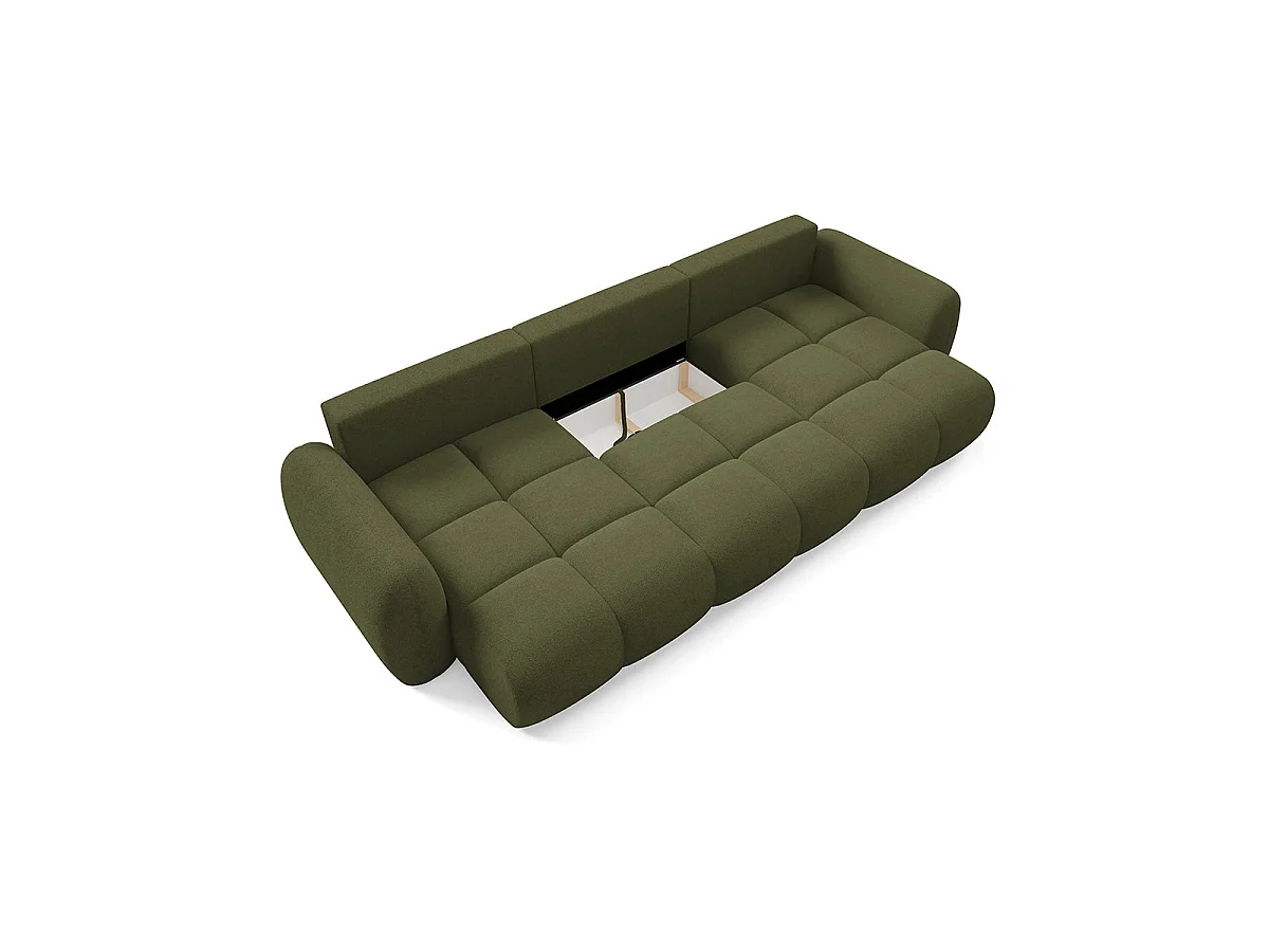 Canapé convertible 4 places avec coffre en tissu vert LIVIO