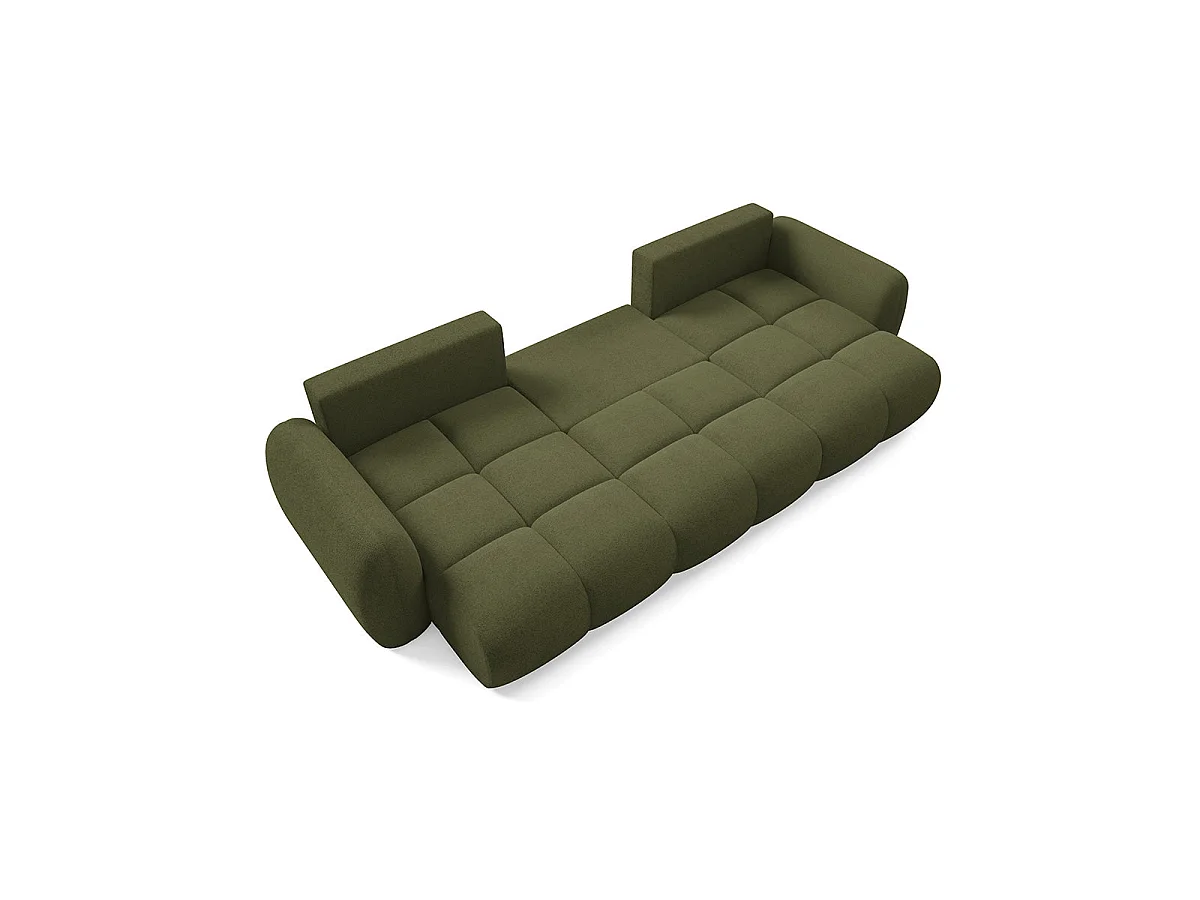 Canapé convertible 4 places avec coffre en tissu vert LIVIO