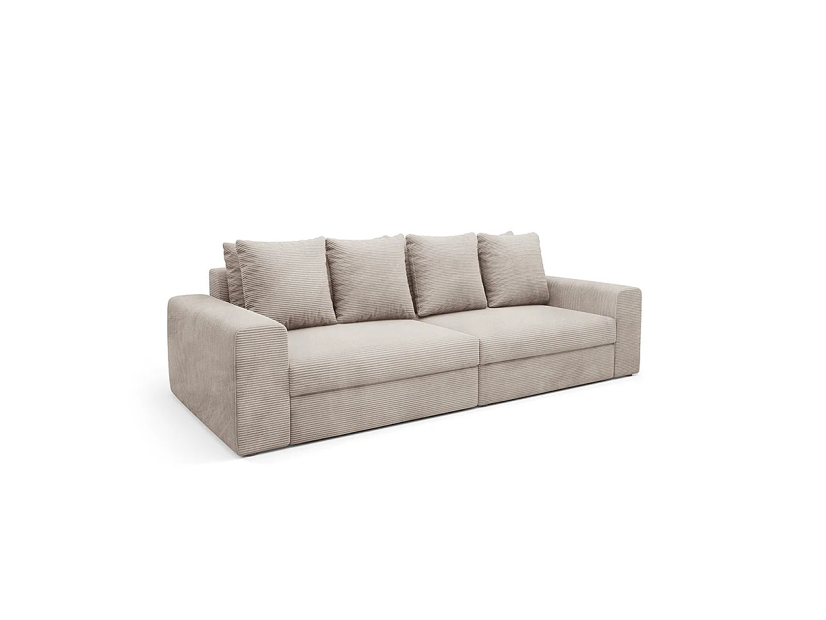 Canapé convertible 3 places avec coffre en tissu taupe PAOLA