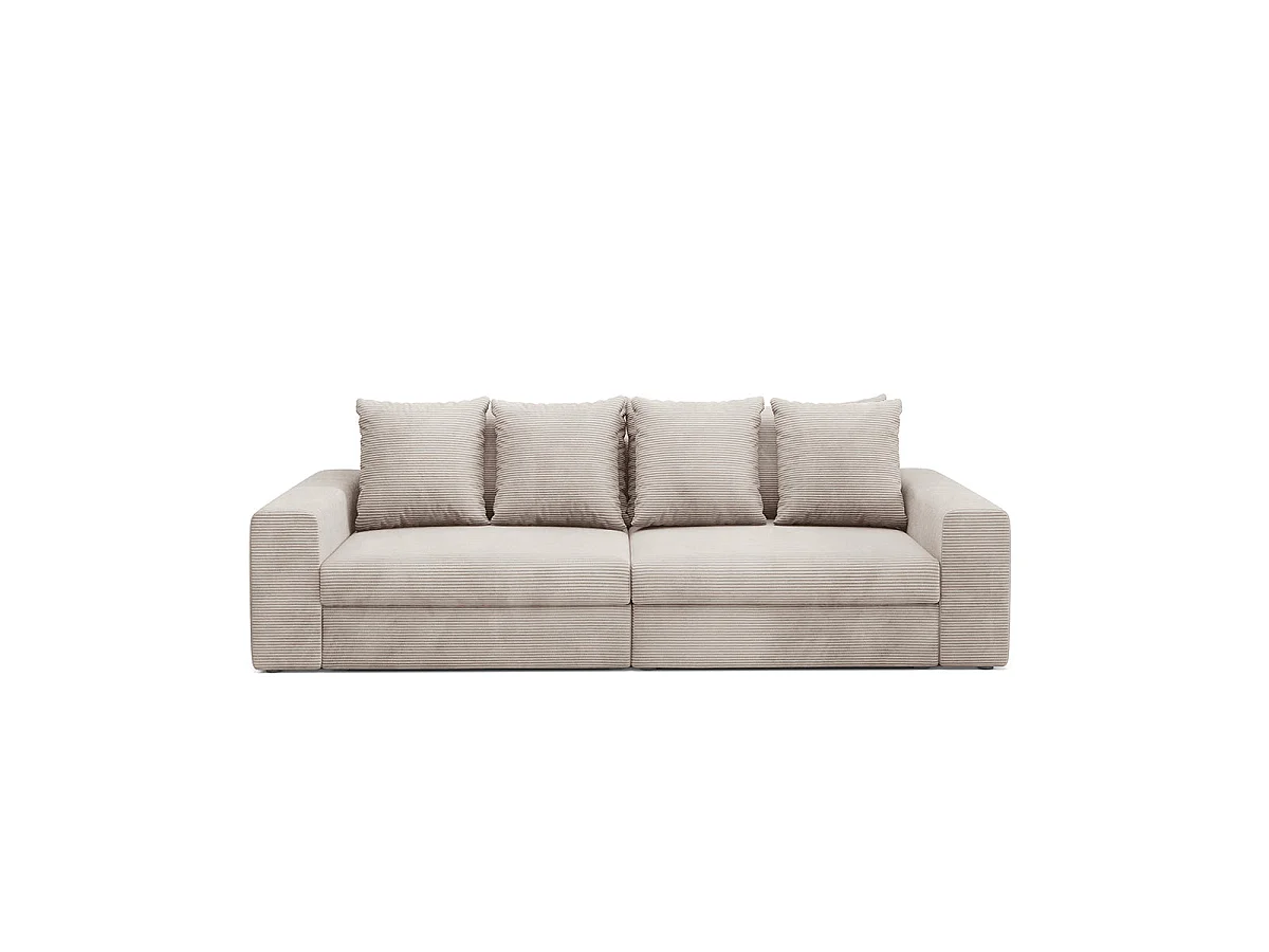 Canapé convertible 3 places avec coffre en tissu taupe PAOLA