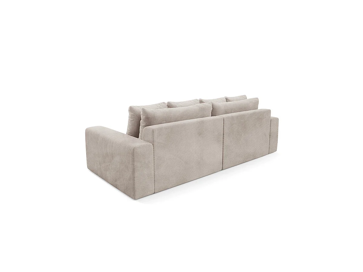 Canapé convertible 3 places avec coffre en tissu taupe PAOLA