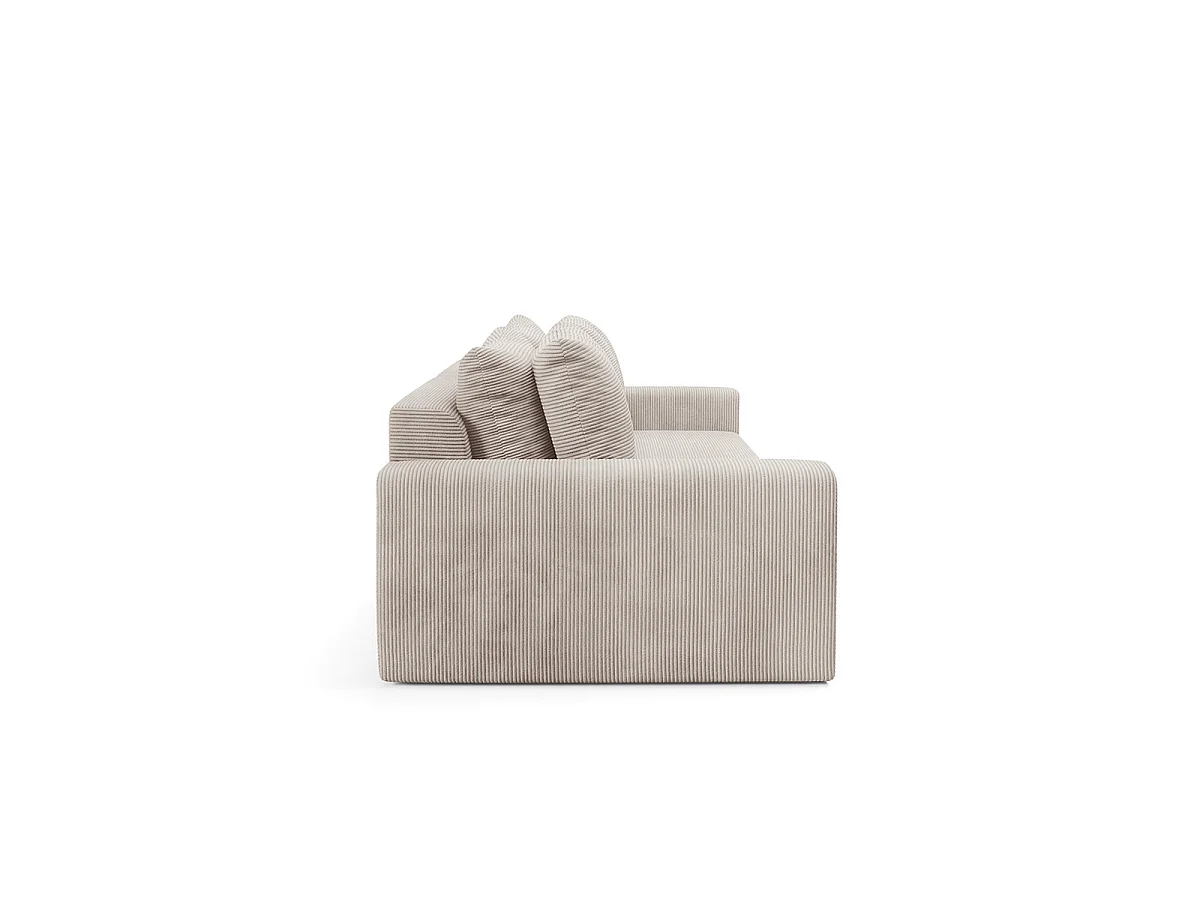 Canapé convertible 3 places avec coffre en tissu taupe PAOLA