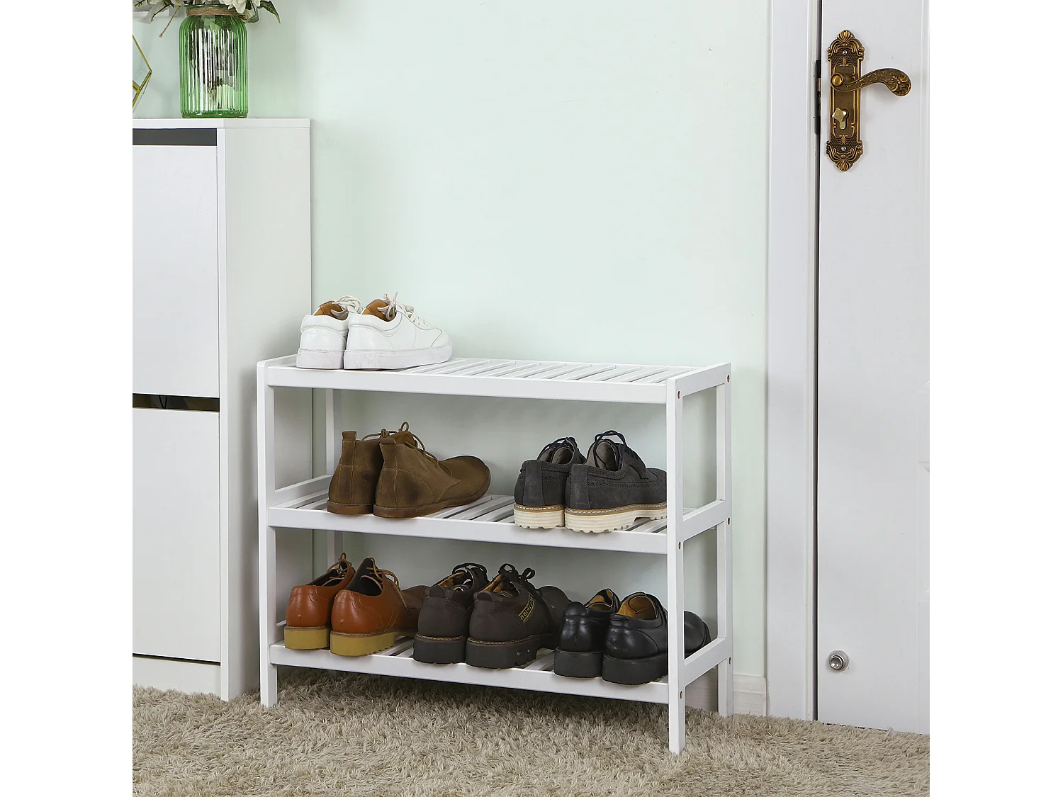Étagère à chaussures 70x26x55 cm blanc