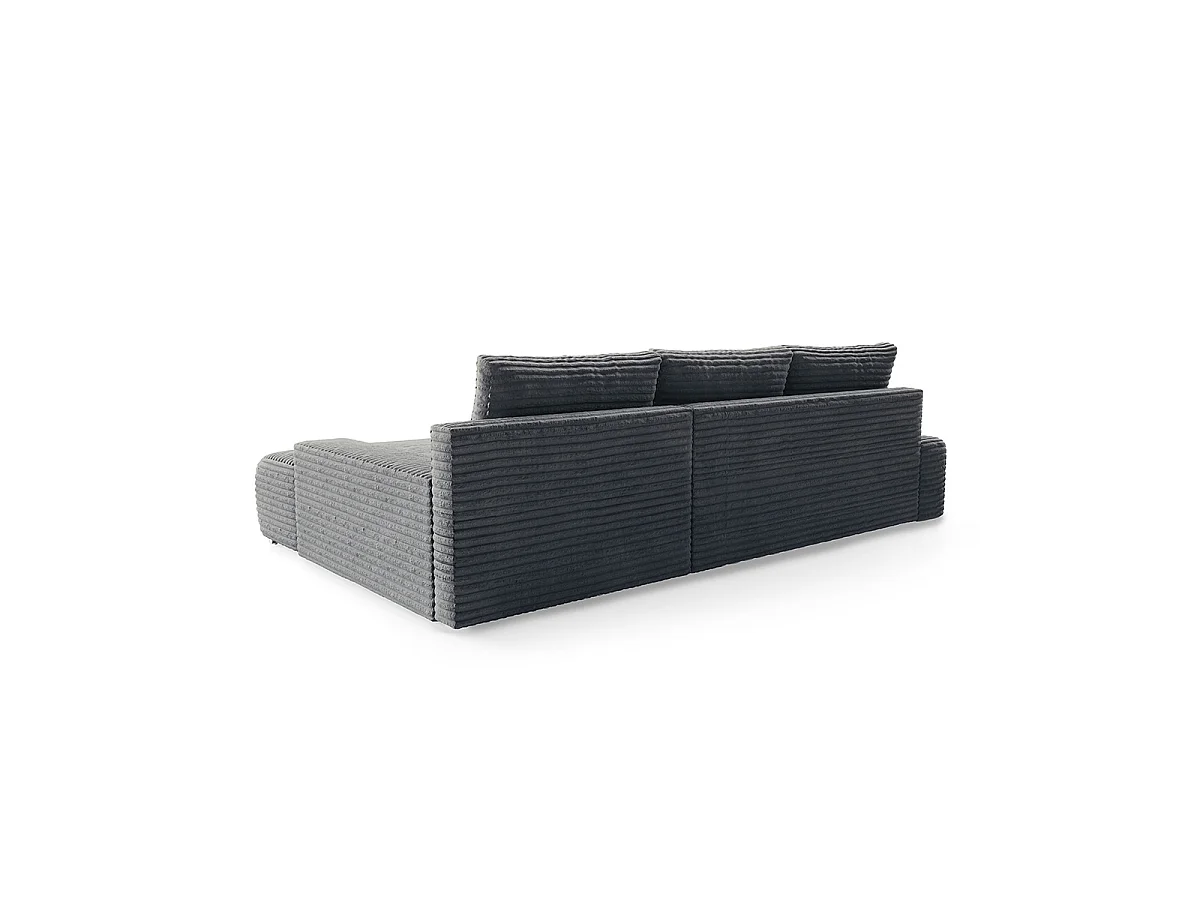 Canapé d'angle droit convertible 3 places avec coffre Ivana Gris foncé