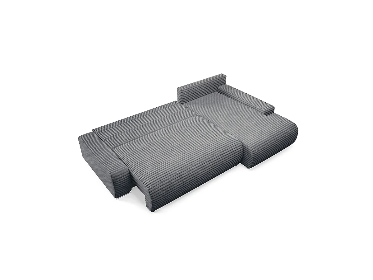 Canapé d'angle droit convertible 3 places avec coffre Ivana Gris foncé