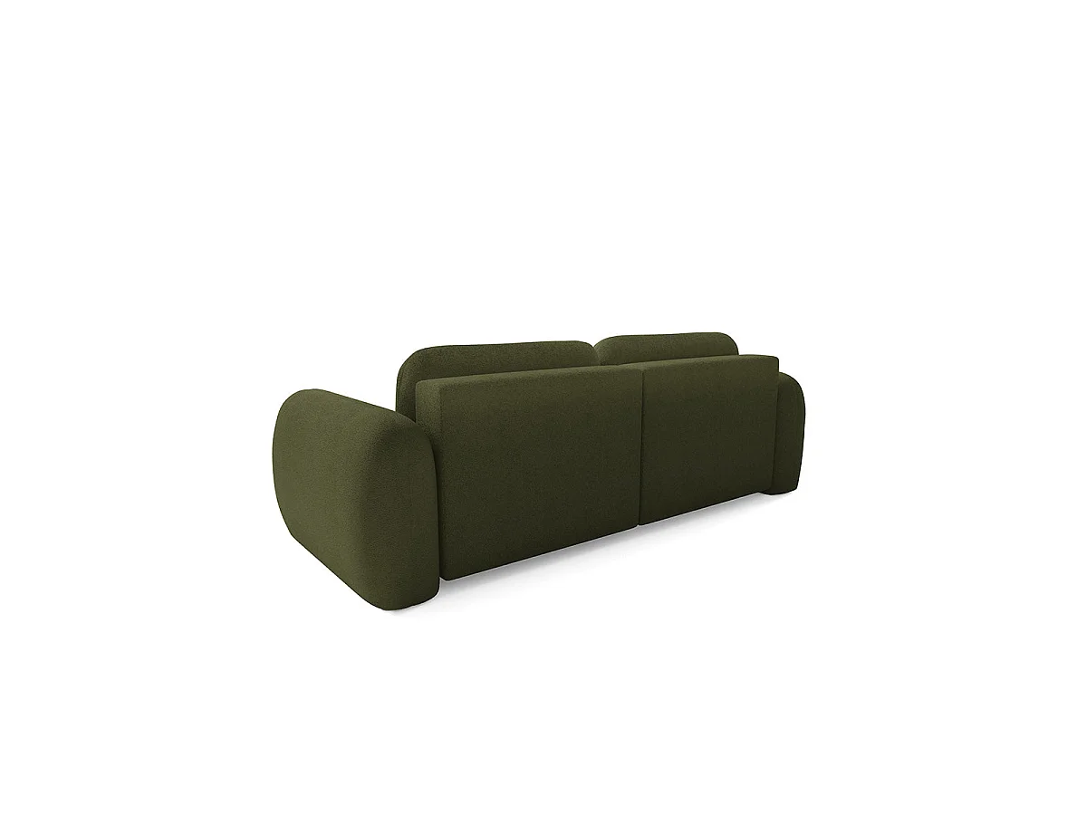 Canapé d'angle convertible 3 places réversible avec coffre en tissu vert LIVIO