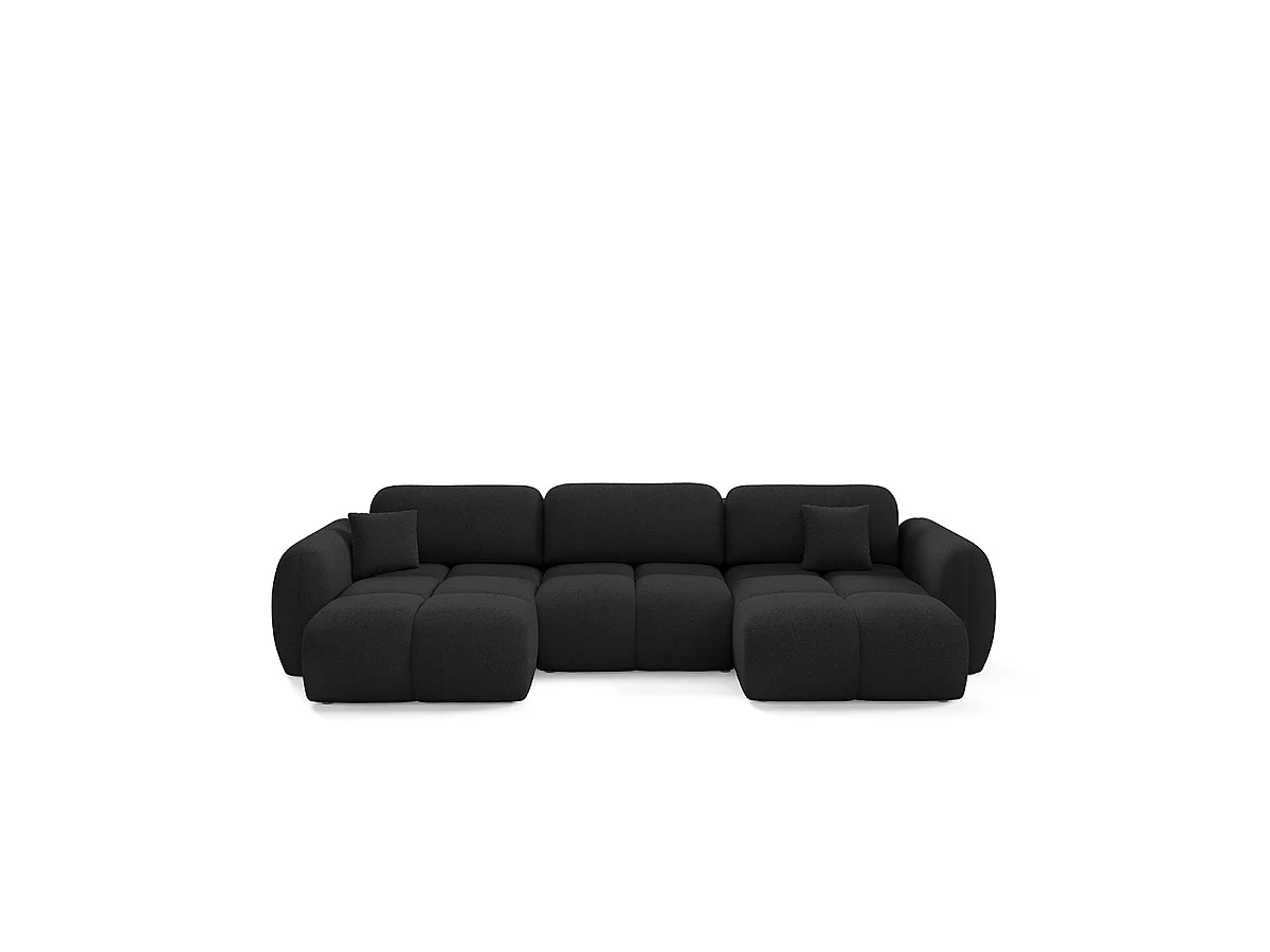 Canapé convertible 4 places avec coffre en tissu noir LIVIO
