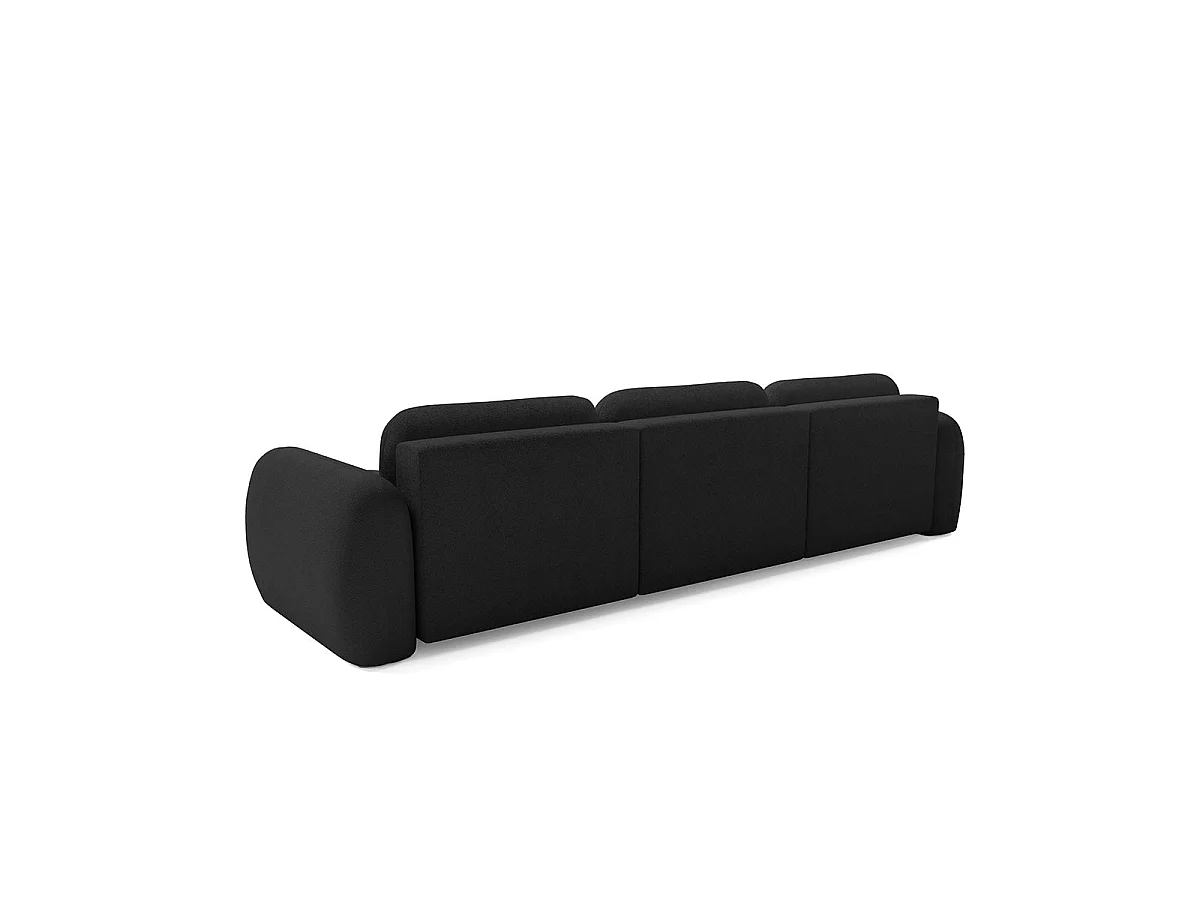 Canapé convertible 4 places avec coffre en tissu noir LIVIO