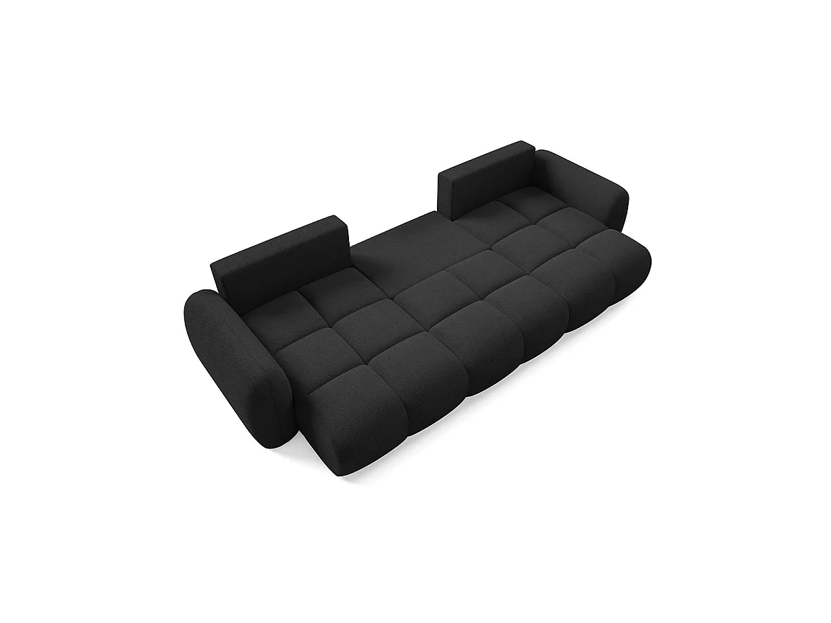 Canapé convertible 4 places avec coffre en tissu noir LIVIO