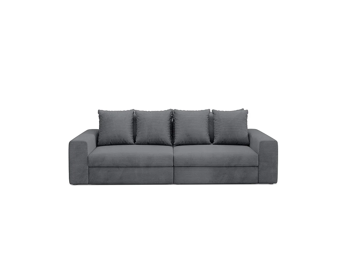 Canapé convertible 3 places avec coffre en tissu gris PAOLA