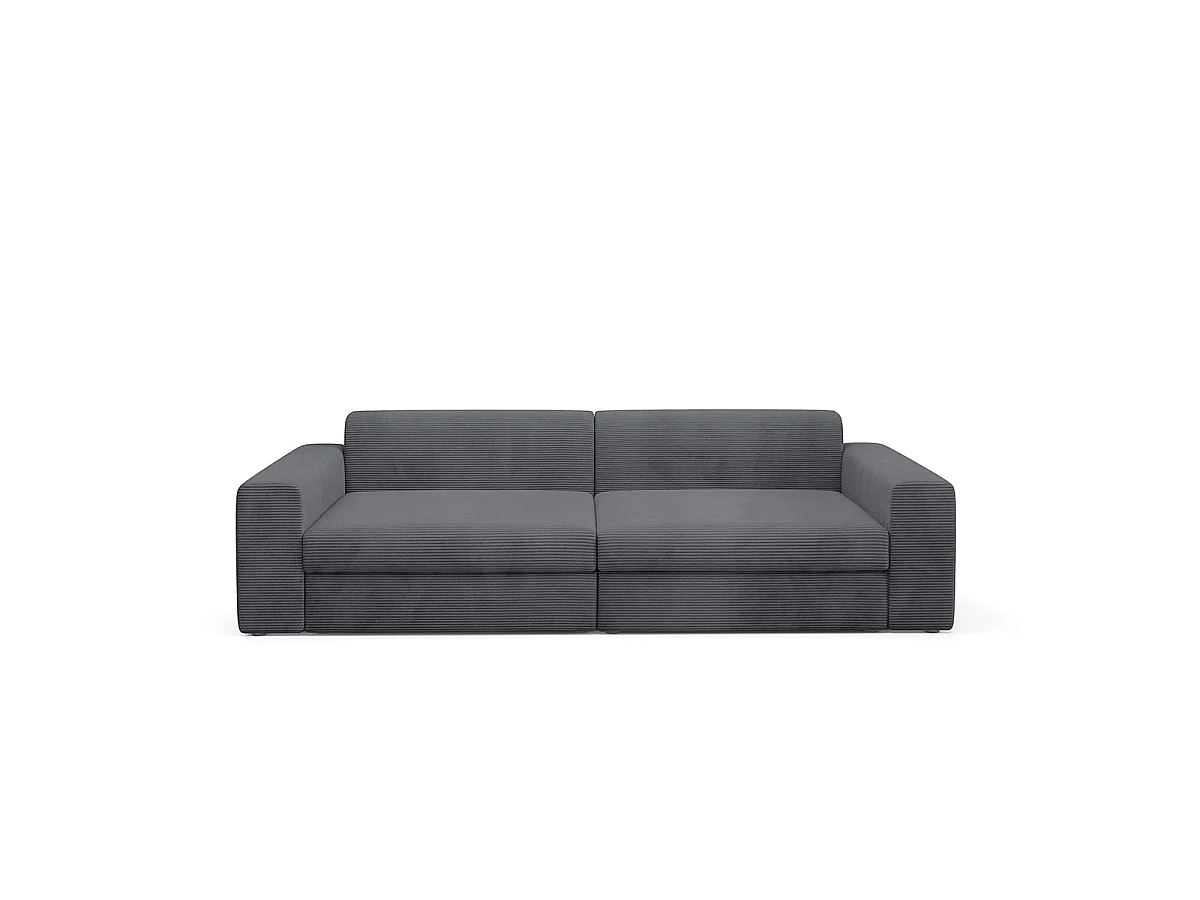 Canapé convertible 3 places avec coffre en tissu gris PAOLA