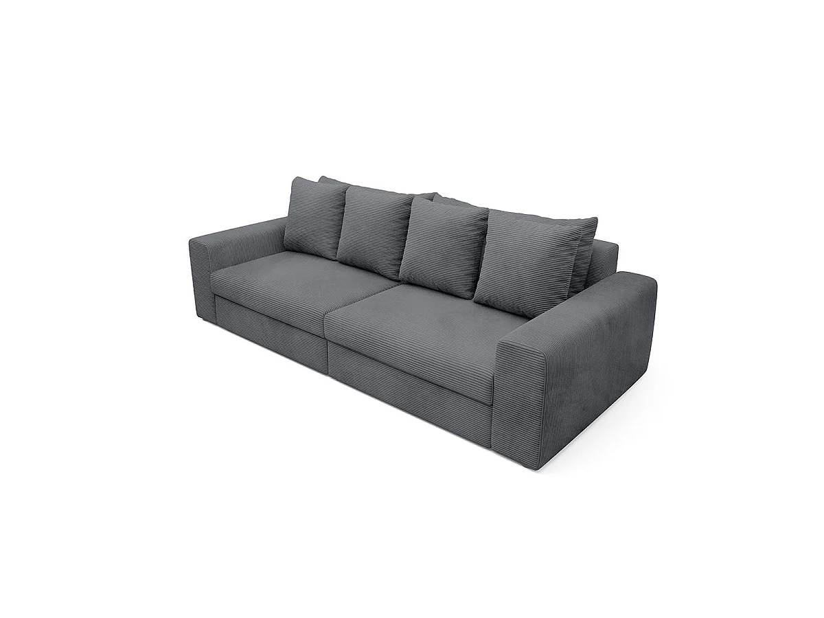 Canapé convertible 3 places avec coffre en tissu gris PAOLA