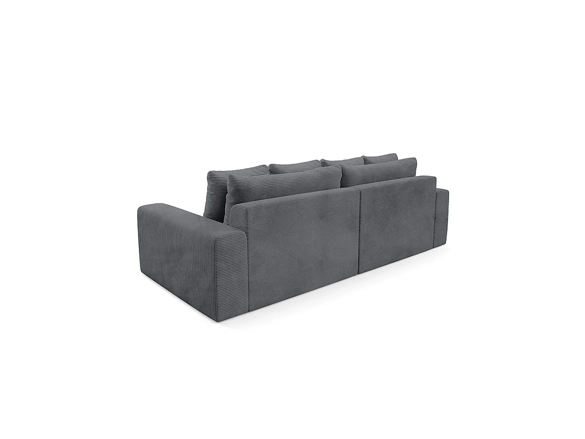 Canapé convertible 3 places avec coffre en tissu gris PAOLA