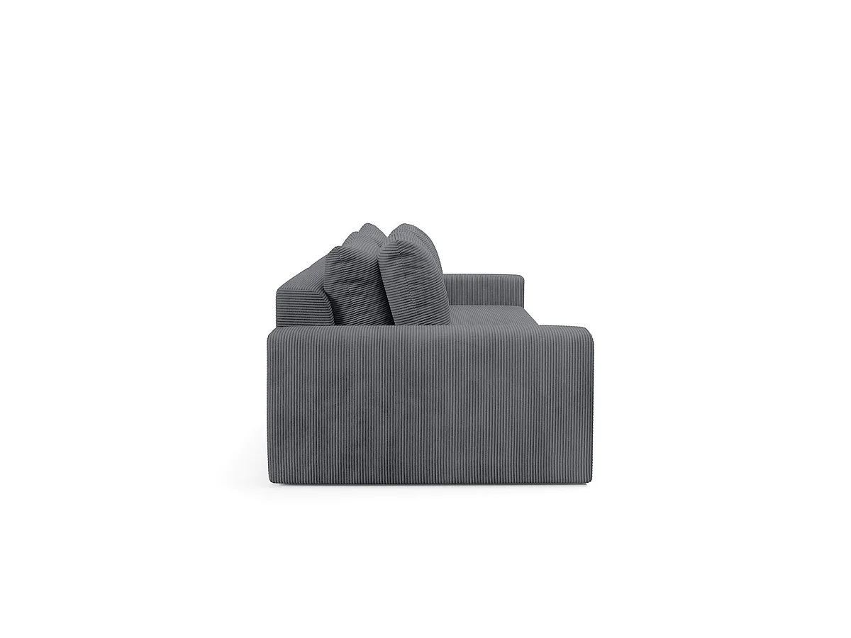 Canapé convertible 3 places avec coffre en tissu gris PAOLA